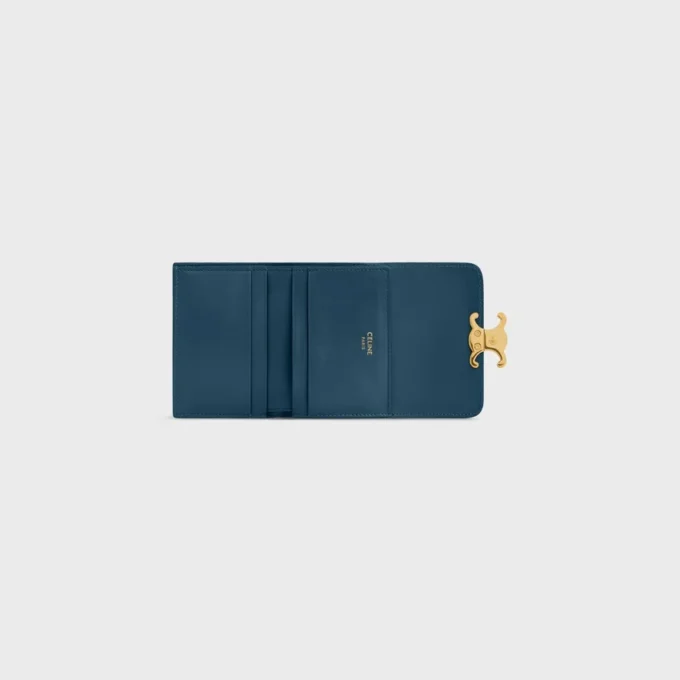 Compact Wallet with Coin Triomphe in Shiny Calfskin Compact Wallet with Coin Triomphe in Shiny Calfskin