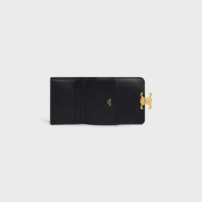 Compact Wallet with Coin Triomphe in Shiny Calfskin Compact Wallet with Coin Triomphe in Shiny Calfskin