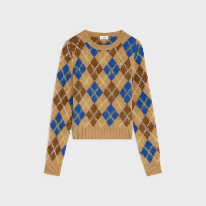 Crewneck Sweater in Argyle Wool