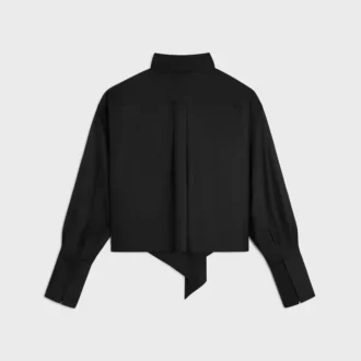 Cropped Lavalliere Shirt in Silk Twill