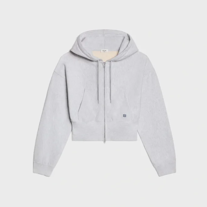 Cropped Zipped Hoodie in Cotton Fleece