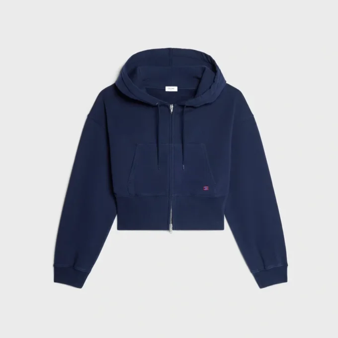 Cropped Zipped Hoodie in Cotton Fleece