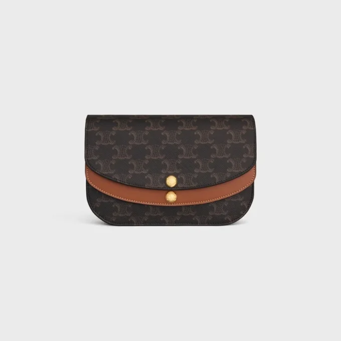 Duo Wallet on Strap in Triomphe Canvas and Calfskin Duo Wallet on Strap in Triomphe Canvas and Calfskin