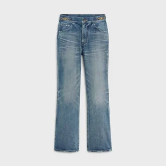 Dylan Flared Jeans with Signature in Cotton Denim Dylan Flared Jeans with Signature in Cotton Denim