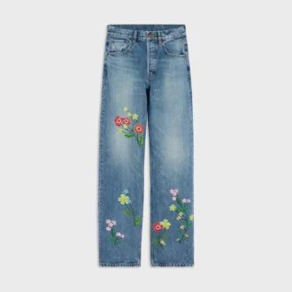 Embroidered Boyfriend Jeans 001 in Cotton Denim Embroidered Boyfriend Jeans 001 in Cotton Denim