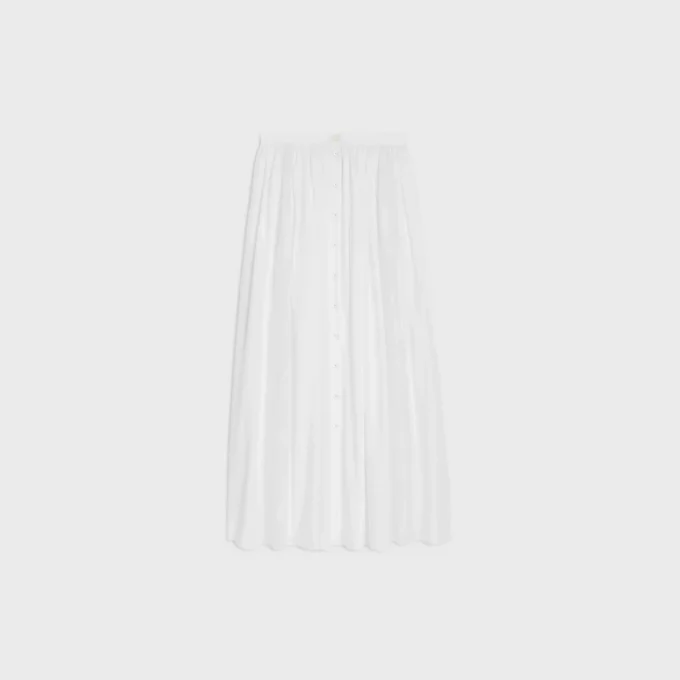 Embroidered Midi Skirt in Cotton Cambric Embroidered Midi Skirt in Cotton Cambric