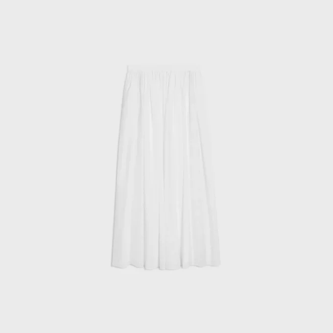 Embroidered Midi Skirt in Cotton Cambric Embroidered Midi Skirt in Cotton Cambric