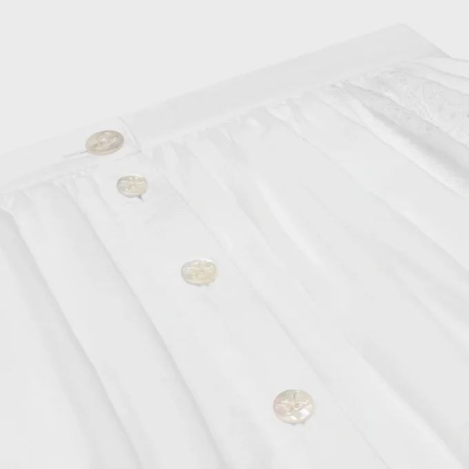 Embroidered Midi Skirt in Cotton Cambric Embroidered Midi Skirt in Cotton Cambric