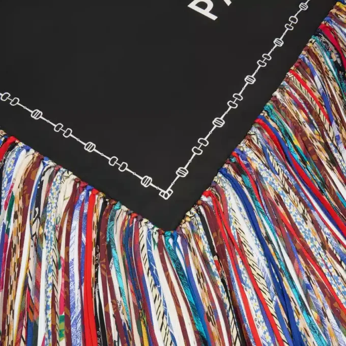 Fringed Square in Silk Twill Fringed Square in Silk Twill