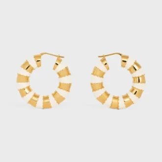 Frosted Hoops in Enamel and Brass with Gold Finish Frosted Hoops in Enamel and Brass with Gold Finish