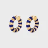Frosted Hoops in Enamel and Brass with Gold Finish