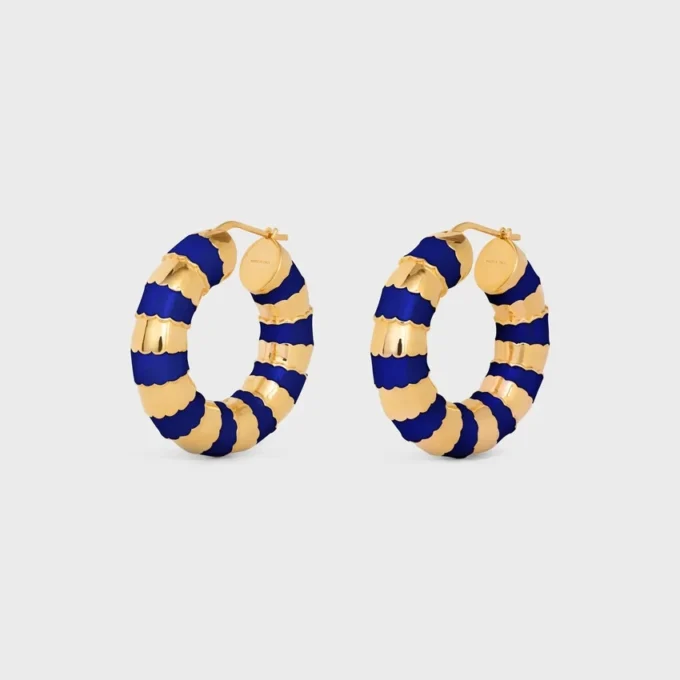 Frosted Hoops in Enamel and Brass with Gold Finish