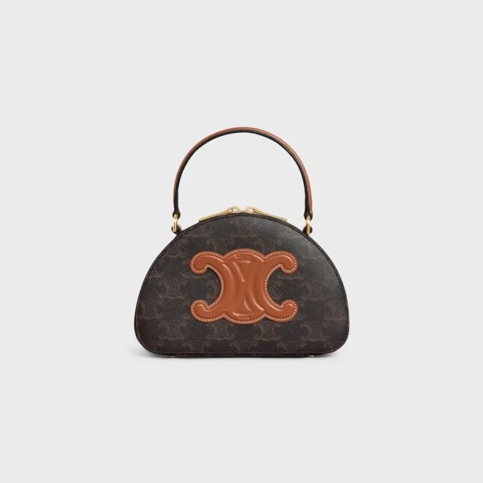 Half Moon Case in Triomphe Canvas and Calfskin Half Moon Case in Triomphe Canvas and Calfskin