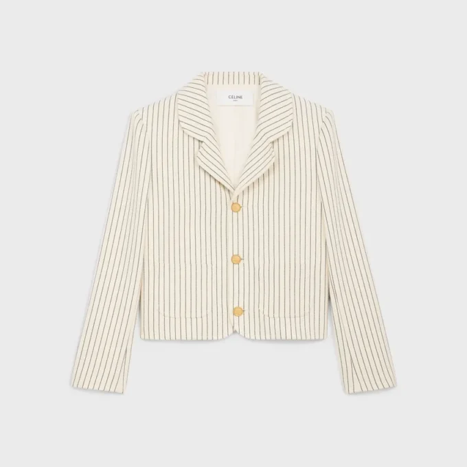 Jacket in Striped Cotton Gabardine Jacket in Striped Cotton Gabardine