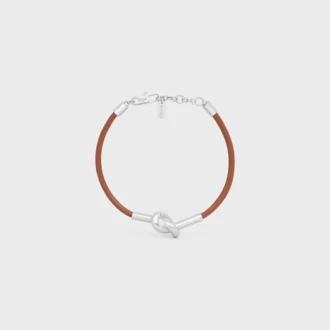 Knot Bracelet in Calfskin and Brass with Rhodium Finish Knot Bracelet in Calfskin and Brass with Rhodium Finish