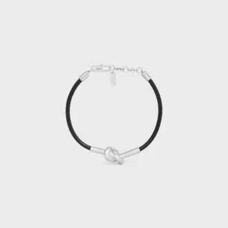 Knot Bracelet in Calfskin and Brass with Rhodium Finish Knot Bracelet in Calfskin and Brass with Rhodium Finish