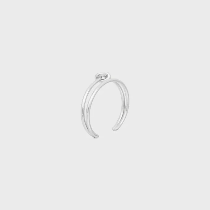 Knot Double Cuff in Brass with Rhodium Finish Knot Double Cuff in Brass with Rhodium Finish