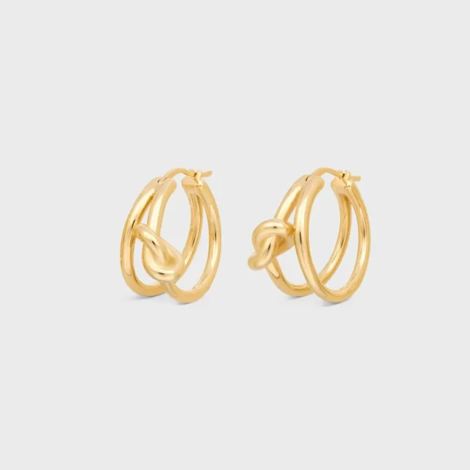 Knot Double Hoops in Brass with Gold Finish Knot Double Hoops in Brass with Gold Finish