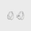Knot Double Hoops in Brass with Rhodium Finish