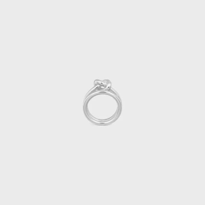 Knot Double Ring in Brass with Rhodium Finish Knot Double Ring in Brass with Rhodium Finish