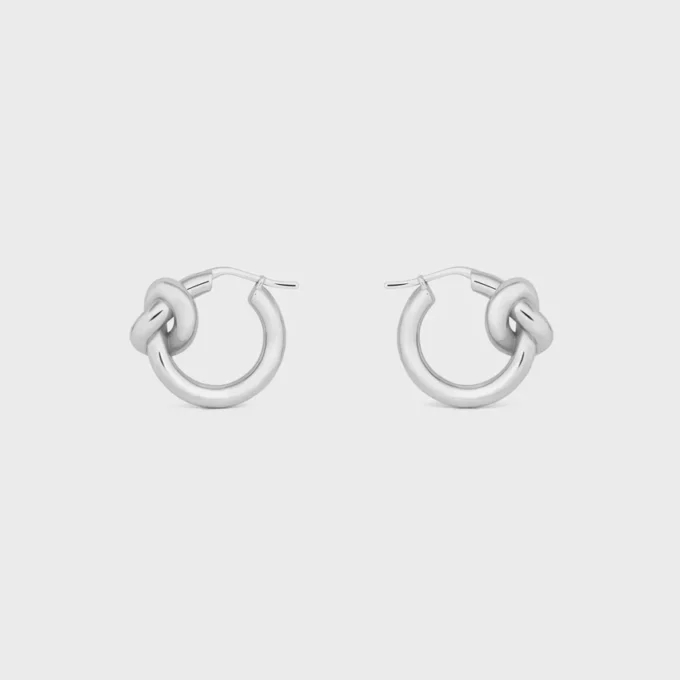 Knot Hoops in Brass with Rhodium Finish Knot Hoops in Brass with Rhodium Finish