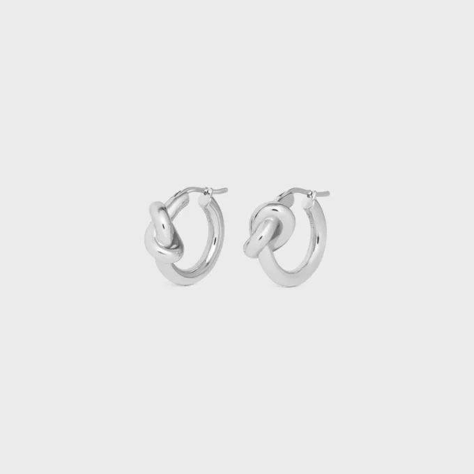 Knot Hoops in Brass with Rhodium Finish Knot Hoops in Brass with Rhodium Finish