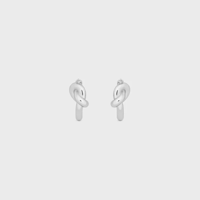 Knot Hoops in Brass with Rhodium Finish Knot Hoops in Brass with Rhodium Finish