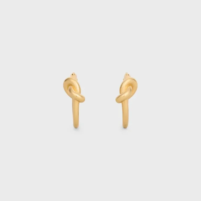 Knot Small Hoops in Brass with Gold Finish