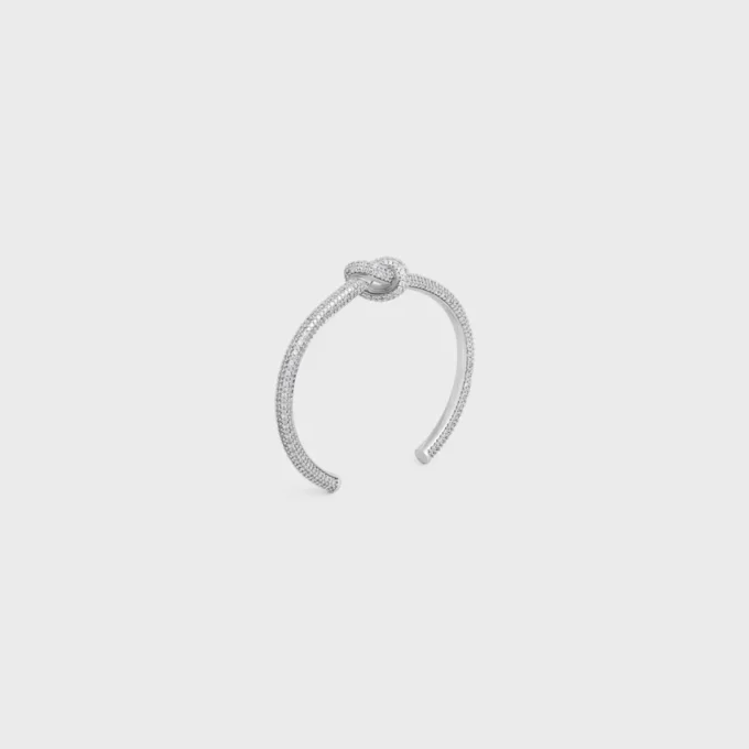 Knot Sparkle Cuff in Strass and Brass with Rhodium Finish