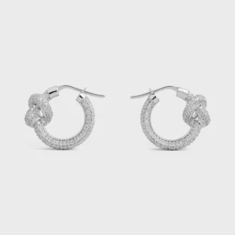 Knot Sparkle Hoops in Strass and Brass with Rhodium Finish Knot Sparkle Hoops in Strass and Brass with Rhodium Finish