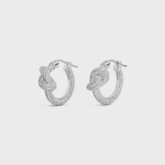 Knot Sparkle Hoops in Strass and Brass with Rhodium Finish Knot Sparkle Hoops in Strass and Brass with Rhodium Finish