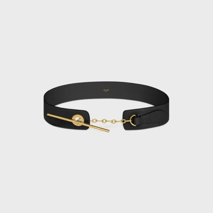 Large 50Mm Celine Disc Belt in Supple Natural Calfskin Large 50Mm Celine Disc Belt in Supple Natural Calfskin