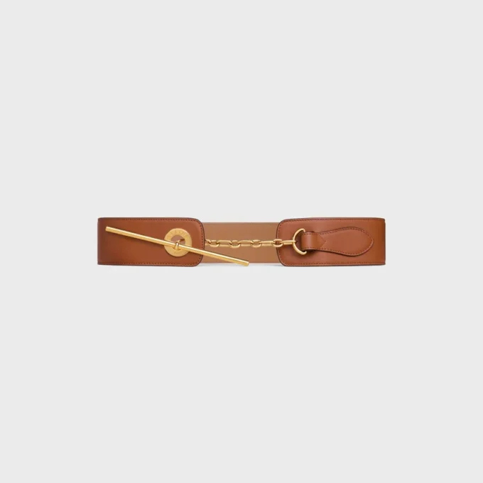 Large 50Mm Celine Disc Belt in Supple Natural Calfskin