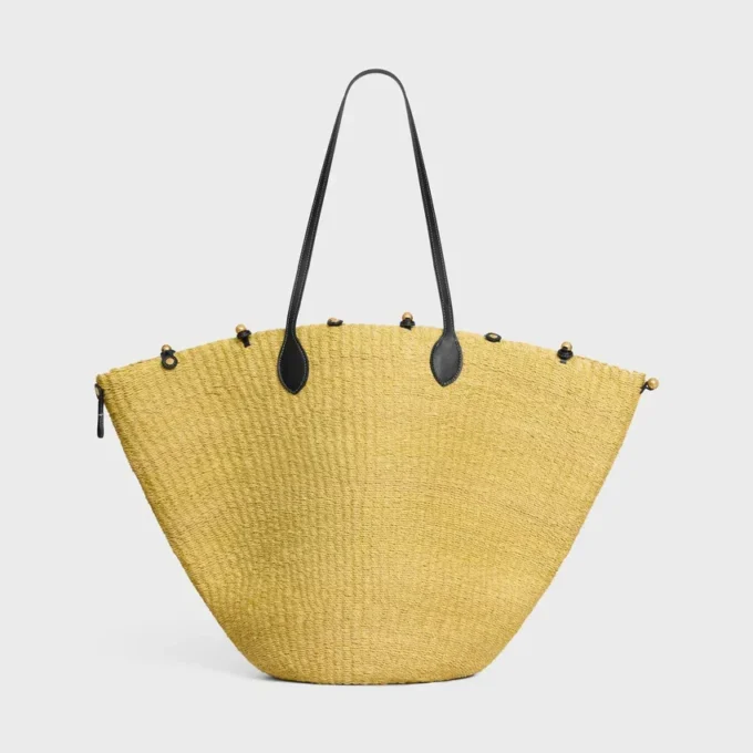 Large Triomphe Beads Basket in Sisal and Calfskin Large Triomphe Beads Basket in Sisal and Calfskin
