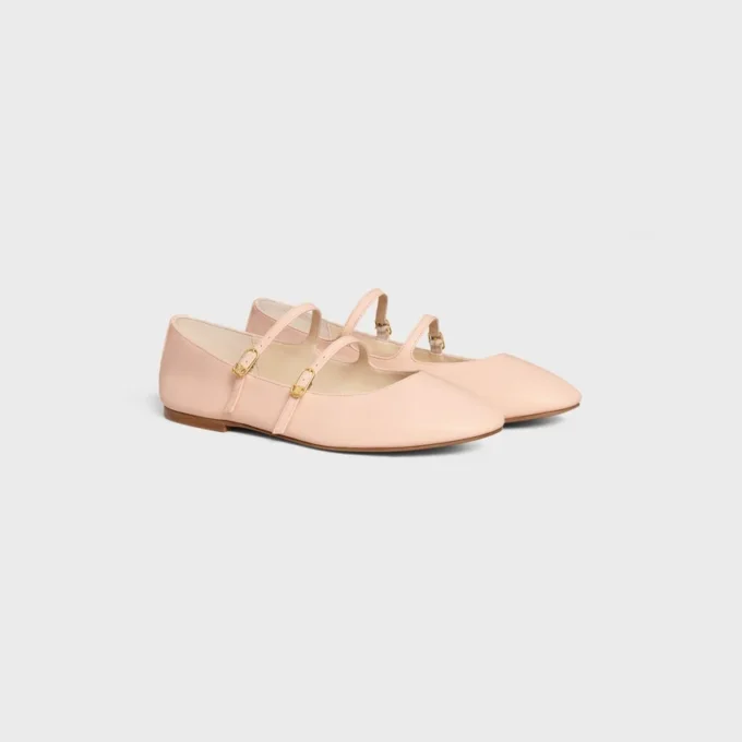 Les Ballerines Celine Double Strap Ballerina  in Lambskin