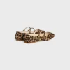 Les Ballerines Celine Double Strap Ballerina  in Leopard Printed Hairy Calfskin