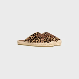 Les Espadrilles Celine Mule in Leopard Printed Hairy Calfskin