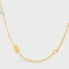 Les Perles Celine Necklace in Strass, Resin Pearls and Brass with Gold Finish Les Perles Celine Necklace in Strass, Resin Pearls and Brass with Gold Finish