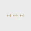 Les Perles Celine Set of 3 Studs in Resin Pearls and Brass with Gold Finish