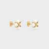 Les Perles Celine Studs in Strass, Resin Pearls and Brass with Gold Finish