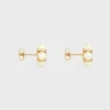 Les Perles Celine Studs in Strass, Resin Pearls and Brass with Gold Finish