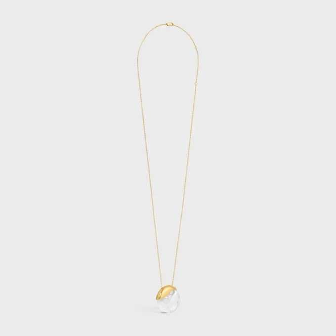 Les Pierres Celine Necklace in Rock Crystal and Brass with Gold Finish Les Pierres Celine Necklace in Rock Crystal and Brass with Gold Finish