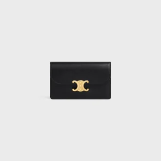 Long Card Holder with Flap Triomphe  in Shiny Calfskin