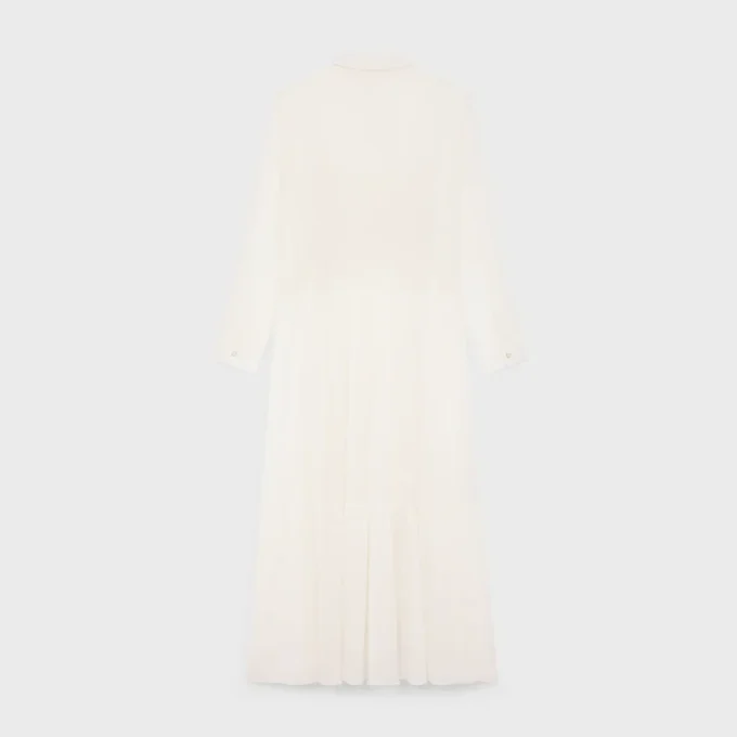 Long Shirt Dress in Cotton Silk Crepon Long Shirt Dress in Cotton Silk Crepon