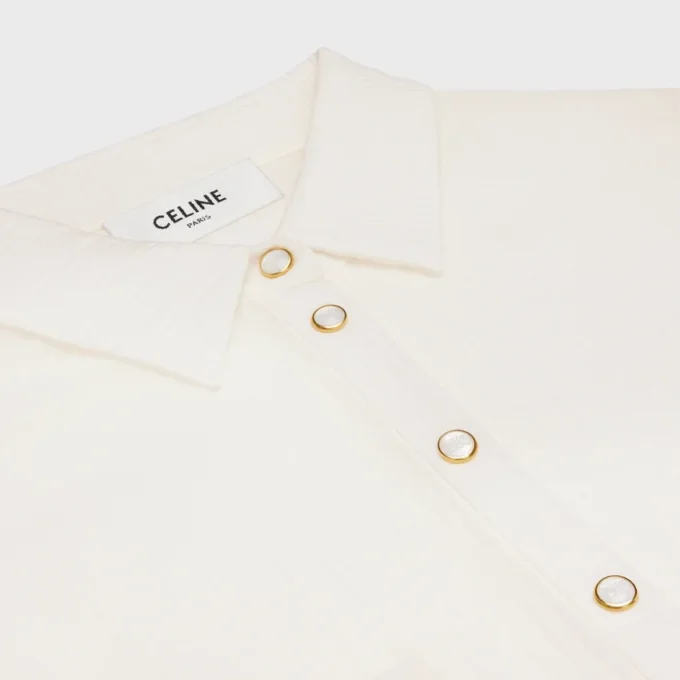 Long Shirt Dress in Cotton Silk Crepon Long Shirt Dress in Cotton Silk Crepon