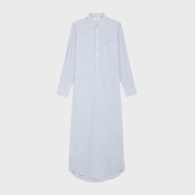 Long Shirt Dress in Striped Cotton Long Shirt Dress in Striped Cotton