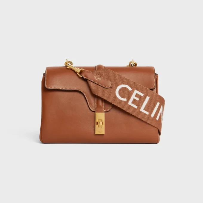 Long Strap in Wool with Celine Jacquard with Gold Finishing Long Strap in Wool with Celine Jacquard with Gold Finishing