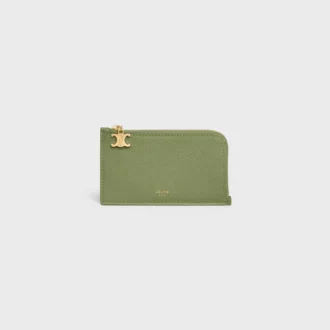 Long Zipped Card Holder in Grained Calfskin