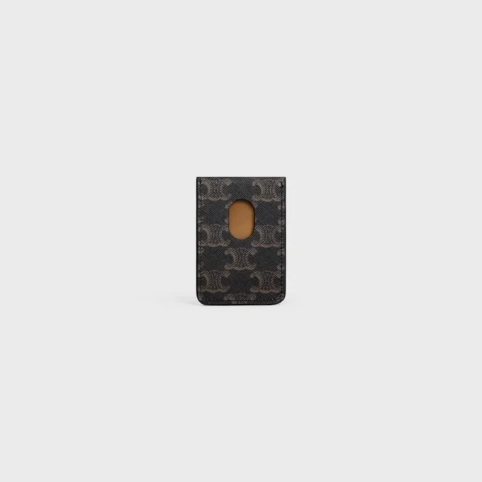 Magnet Card Holder in Triomphe Canvas and Calfskin