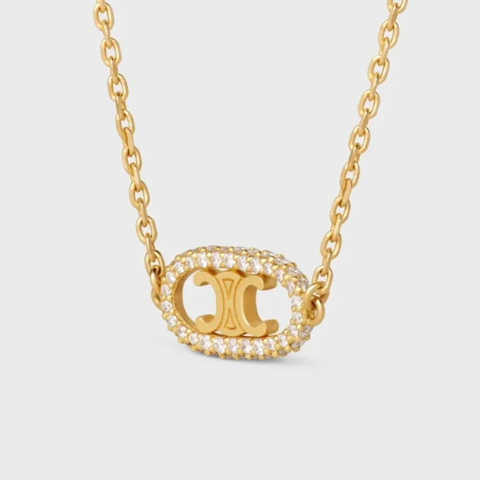 Maillon Triomphe Necklace in Yellow Gold and Diamonds